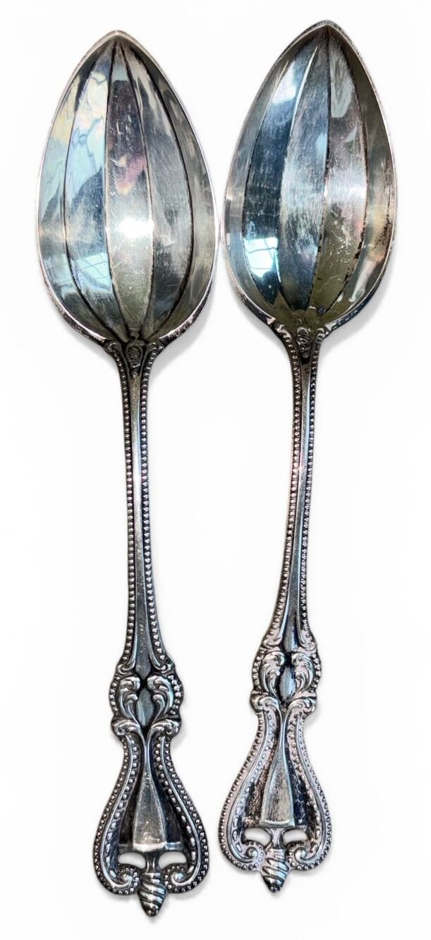 Pair of Antique Towle Old Colonial Ster Silver Citrus Spoons 1895 No Monogram